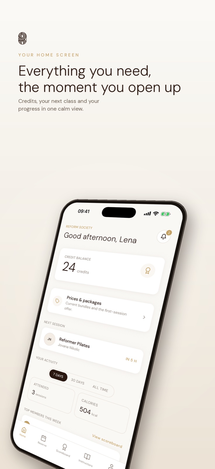 Reform Society app — your home screen